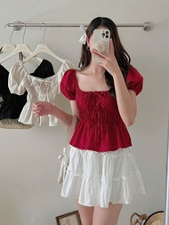 Áo babydoll linen kiểu coquette ngực xinh xắn BBD581- 247StoreFashion