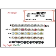 [READY STOCK] 1meter Iron-on Rhinestones Trimming | Hot Fix Kristal Lace | Hot Fix Rhinestone Tape |
