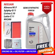 (Engine Oil + Oil Filter + Air Filter) Nissan 10W30 Semi Synthetic (6L) Almera / Livina / Latio / Sy