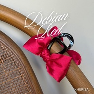 Soft Bow Hair Clip Satin Fabric Debian Red Color Size 7cm KHERISA