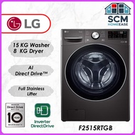 LG 15/8kg Front Load Washer Dryer F2515RTGB 2 In 1 Washing Machine