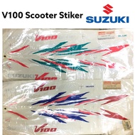 Ready Stock  V100 suzuki scooter body sticker/sticker cover set (moritaka) cakar ayam
