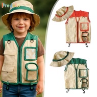 predolo Kids Explorer Vest And Hat Outdoor Explorer Kit Cargo Vest And Hat Set Children Costume for 