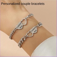 Heart Bracelet for Couple Silver Stainless Steel Anniversary Gift Girlfriend Boyfriend Anniversary