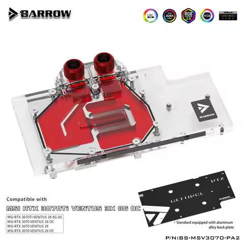 BARROW full coverage Water Block use for MSI 3070 VENTUS 3X/2X OC GPU card block copper radiator coo