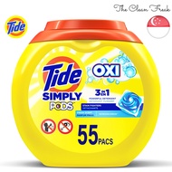 🇸🇬 Tide Simply Pods Plus OXI 3-in-1 Liquid Laundry Detergent Capsule Pacs, Refreshing Breeze, 55 Cou