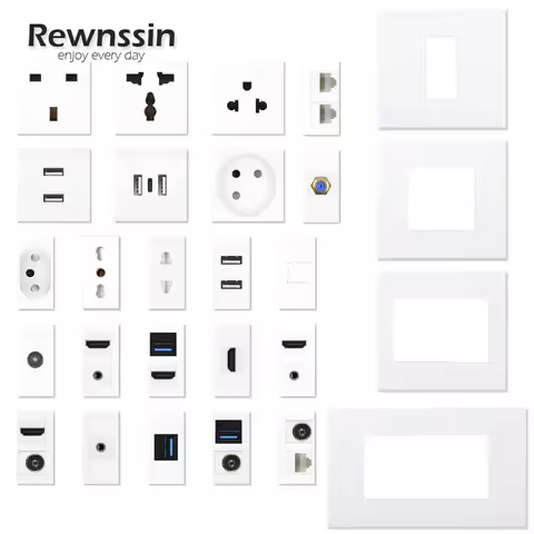 DIY Customizable Sockets,Universal/UK Sockets,Israel US Outlet,Cat5e CAT6 RJ45 Ports,HDMI Data USB,M