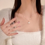 Pearl Camellia Necklace Women Light Luxury Clavicle Chain Cool Style Necklace