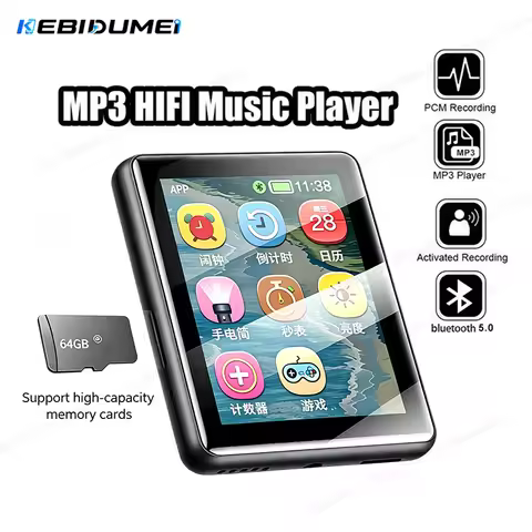 KEBIDUMEI MP3 Player Bluetooth Portable 5.0 2.5 inch Full Screen Built In Speaker Recorder E-Book Wa