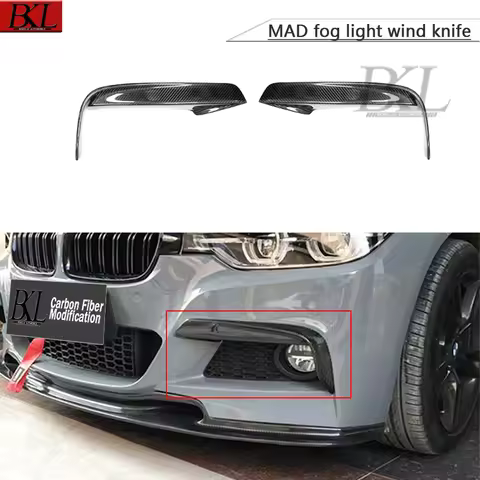 For BMW 3 Series F30 F35 Carbon fiber corner wrap fog lamp wind knife car front bumper splitter corn