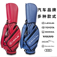 Red Blue Ball Bag Golf Bag Unisex PU Leather Waterproof Lightweight Club Bag Standard Ball Stroller Bag Mercedes-Benz BMW Label