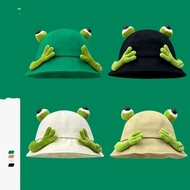 Funny Cartoon Frog Bucket Hat Male Female Student Parent-Child Travel Sunscreen Sun Hat Couple Big H