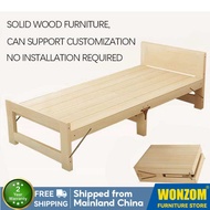 Solid Wood Foldable Single Bed Frame 180cm Long Other Sizes Can Be Customized Customization default 