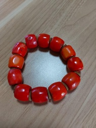 藏區回流老料包漿紅珊瑚手串16mm
