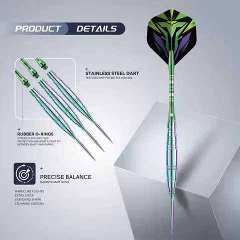 Huanqu Professional Stainless Steel Dart Set, 22g Darts, Colorful Dart Barrel with Extra Dart Wings