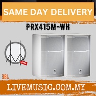 JBL PRX415M 1200W 15 inch Passive Speaker With Speaker Stand - White - Pair ( PRX-415M / PRX 415M )