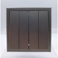 SIMON E3 GREY QUARTET HOTEL SWITCH 4 GANG 2 WAY SWITCH