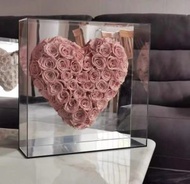 香港 - 鏡面永生花花盒： 80支卡布奇諾玫瑰 [情人節 生日 聖誕 母親節 父親節 新年精選]