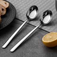 OUKEAI 316 Stainless Steel Flat Bottom Spoon Long Handle Spoon Korean Bibimbap Spoon Pointed Soup Sp
