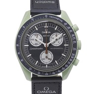 OMEGA「EARTH任務」超霸月球錶與Swatch聯名款SO33G103陶瓷石英計時錶海軍藍錶盤女錶[二手]