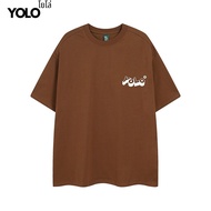 YOLO เสื้อยืด OVER SIZE เสื้อยืดโอเวอร์ไซส์ เสื้อคอตตอน คอฟิต สีพื้น เสื้อยืดสกรีนลาย YOLO 2401