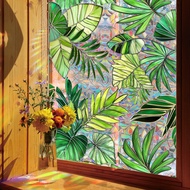 Tropical Palm Leaves Suncatcher Sticker Rainbow Prism Sunlight Catcher Iridescent Window Film Remove