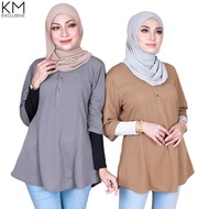 KM Muslimah Irdina Ready Stock Malaysia 3/4 Sleeve Button Blouse Women Baju Wanita [B10325]