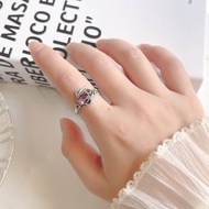 紫水晶925純銀尼泊爾復古綠葉戒指 可調式戒指