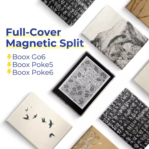 Twosheep Magnetic Split Case for Boox Go6 / Poke6 / Poke5 PU Leather Clear Case TPU Soft Shell Auto 