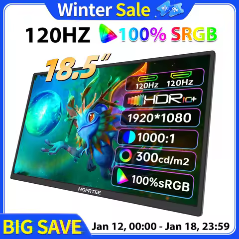 HGFRTEE 18.5inch Portable Monitor ADS-IPS 120Hz RGB100% Extended Display Laptop Second Screen With V