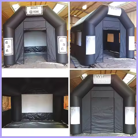 Tower Style Inflatable Movie Theater Tent, 5x4x3.6m Portable VIP Cinema Marquee with Screen