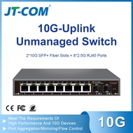 JT-COM 6/10-Port 2.5G Desktop Switch: 2x10G SFP+ 4/8x 2.5G RJ45 | Fanless Plug & Play for NAS, Works