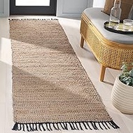 SAFAVIEH Vintage Leather Collection 2'3" x 6' Beige VTL203B Handmade Boho Fringe Leather & Jute Runn