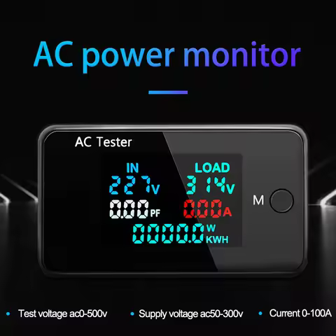 AC Digital Dual-Voltage Voltmeter 0-500V 0-100A Voltmeter Ammeter Wattmeter Electric Current Power D
