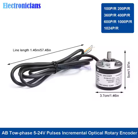 Incremental Rotary Encoder DC5 24V NPN Frequency Response 0-20KHz AB 2-Phase 100P/R Measurable Objec