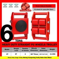 6 TON STRAIGHT 4 Polyurethane PU WHEELS INDUSTRIAL CARGO TROLLEY MOVER DOLLY TROLLEY LIFTER CARRIER 