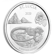 Silver Whiptail Lizard 2020 1 oz silver coin santa lucia