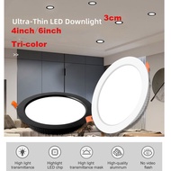 LED DOWNLIGHT 12W/18W 4"/6" ROUND RECESSED LED PANEL LIGHT TRI COlOR