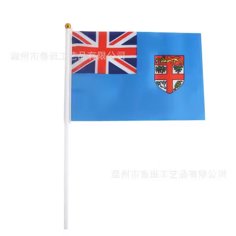 TIKI FLAG Fiji hand flag 14x21cm Polyester Fade-Resistance Fiji Hand Waving Flag with Plastic Flagpo