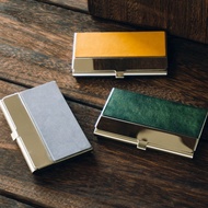 Hi I Am-Genuine Leather Business Card Case Stainless Steel Semi-Vegetable Tanned Type A|W3-021