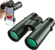 12x42 HD Binoculars, IPX7 Fog &amp; Waterproof Binoculars for Adults with Upgraded Phone Adapter, Large View Professional Binoculars with FMC Lens &amp; BaK-4 Prism for Low Light Clear Bird Watching CAMMOO