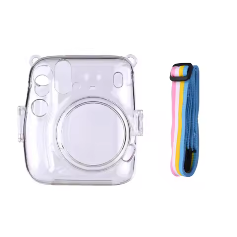 Instant Camera Transparent Protection Case with Rainbow Lanyard Replacement for Fujifilm Instax Mini
