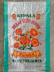Karung Beras 10kg Cap Bunga - 35x53 - isi 50 lembar- BARU-Sablon 3 Warna