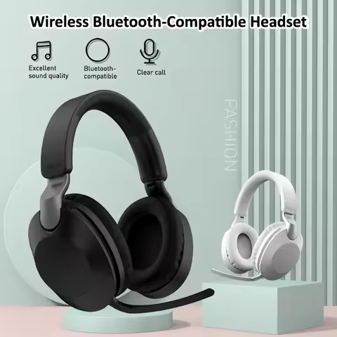 Wireless Bluetooth-Compatible Headset Eearphone with Mic Hands-free HIFI Stereo BT5.1 Over-Ear Headp