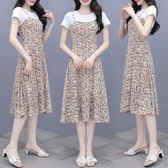 Floral Pattern Midi Dress for Women Summer Short Sleeve Plus Size Apparel from AliBaba 1688 Network