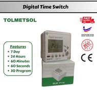 TOLMETSOL Digital Time Switch [7Days,24Hour,60Minutes,60Seconds,30Program] (1 Year Warranty) Fast De