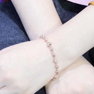 Ready Stock Original Pure Russia 585 Purple Gold Hollow Heart Bead Bracelet Ladies Rose Gold Color G