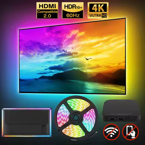 Ambient LED TV Backlights 4K Device Box Tape Screen Color Sync No Wi-Fi No APP TV LED Strip Lights K