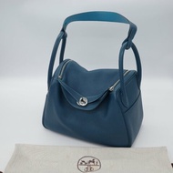 Lindy26甜價來襲♥️聖誕好禮🎄【CP 精選🌟錯過拍大腿】Hermès 愛馬仕 Lindy 26  綠松石 鴨子藍 雙拼色  TC牛皮 銀扣 單肩包 框 R ｜🈶️專櫃購證