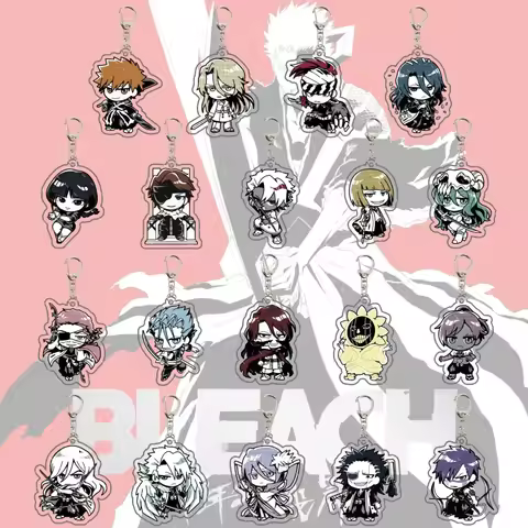 Bleach Anime Acrylic Keychain Double Sided Print Byakuya Kuchiki Kenpachi Zaraki Cartoon Pendant Cos